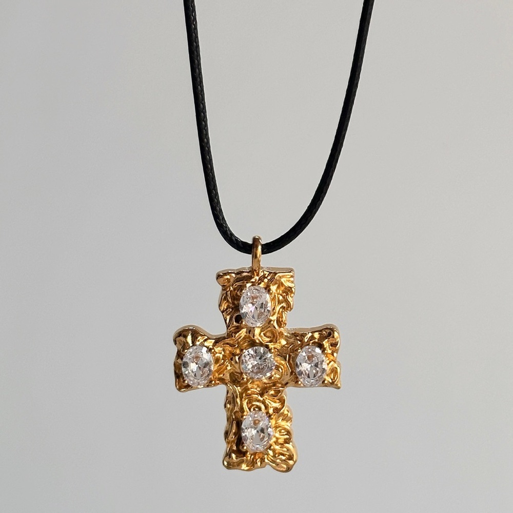 NEW: 24K Gold Cross Necklace*Large Cross*Vintage Inspired Necklace*Waterproof